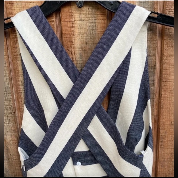 MILLY Deep V Cross Back Dress in Navy - Picture 4 of 5